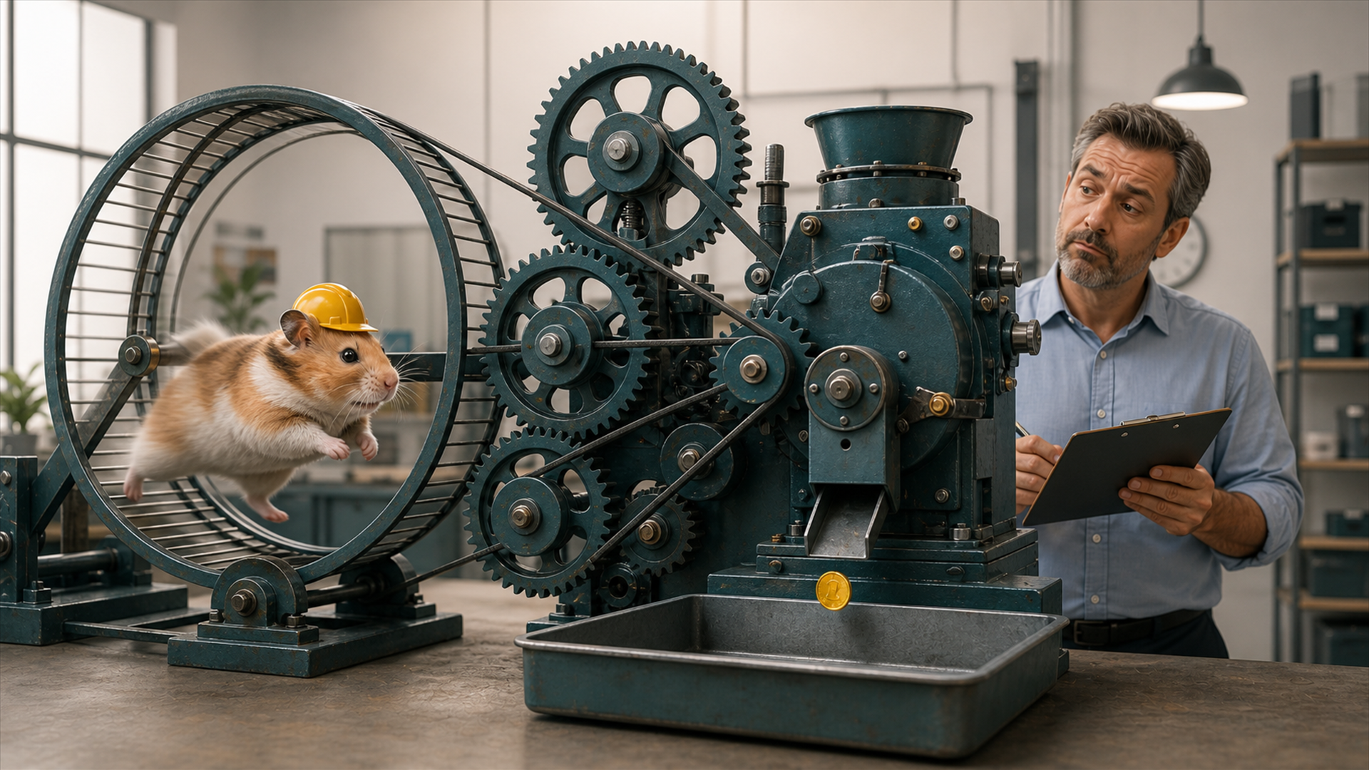 Clay-diorama factory scene showing busy work with hidden sources of lost profit